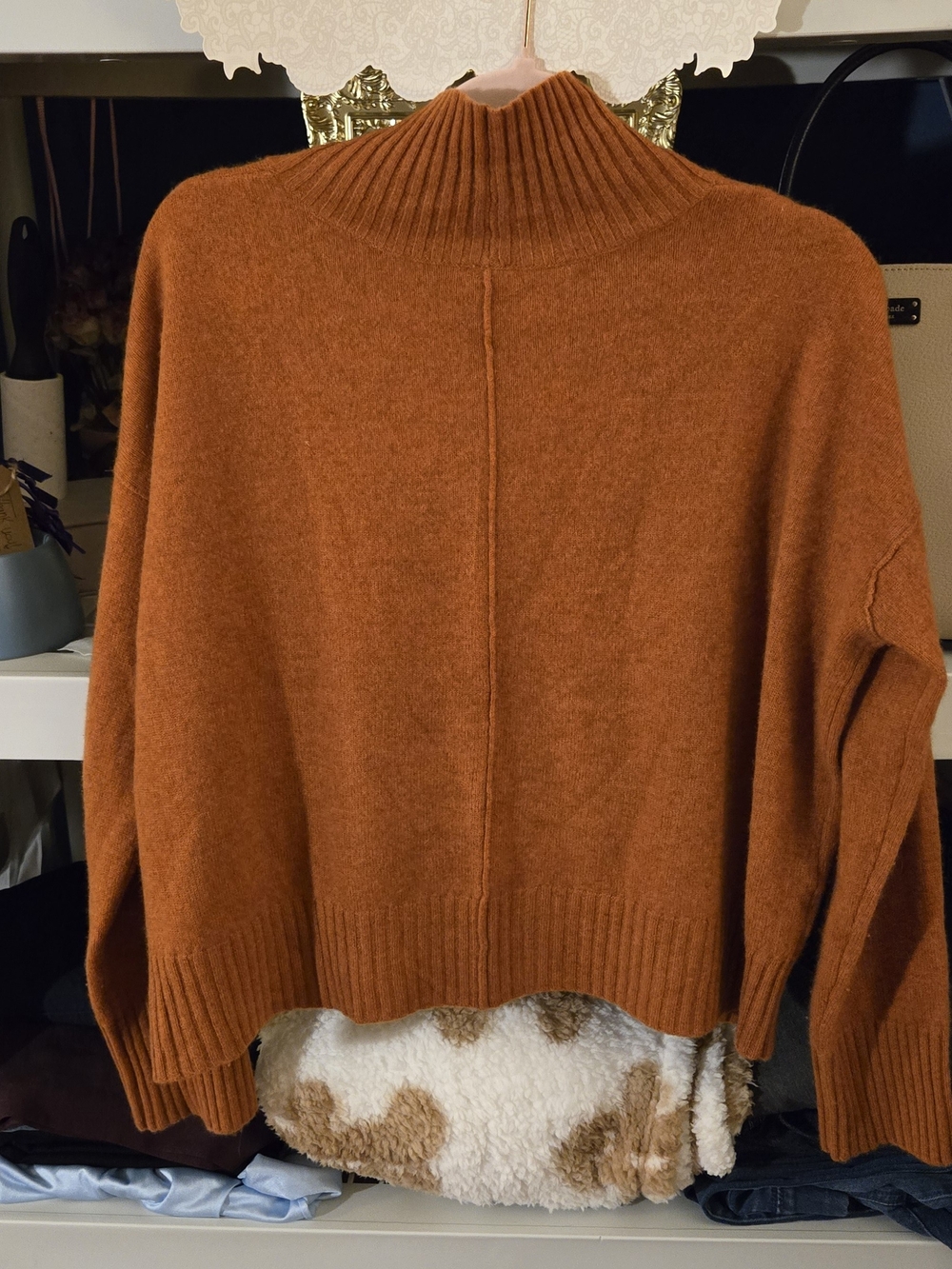 Free People Burnt Orange Mock Neck Cashmere Sweater - Picture 2 of 6